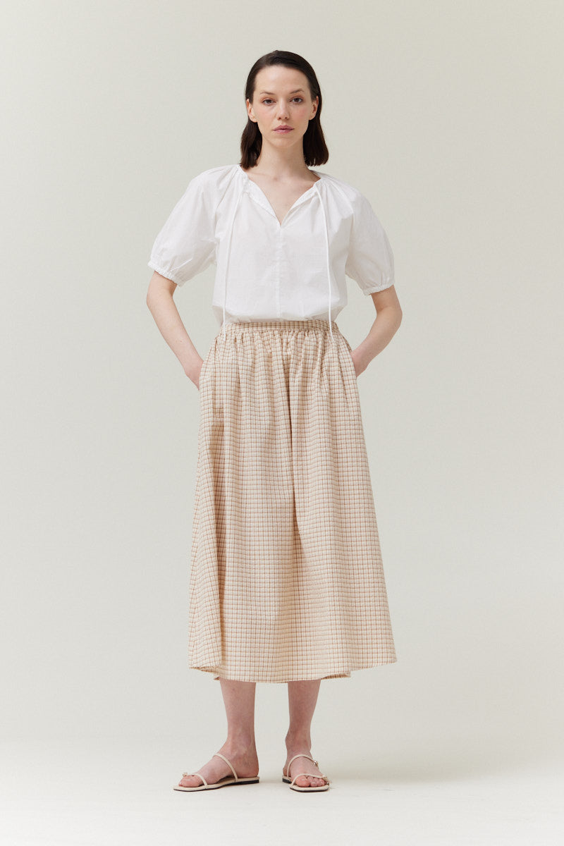 Half Sleeve Cotton Blouse in Off White