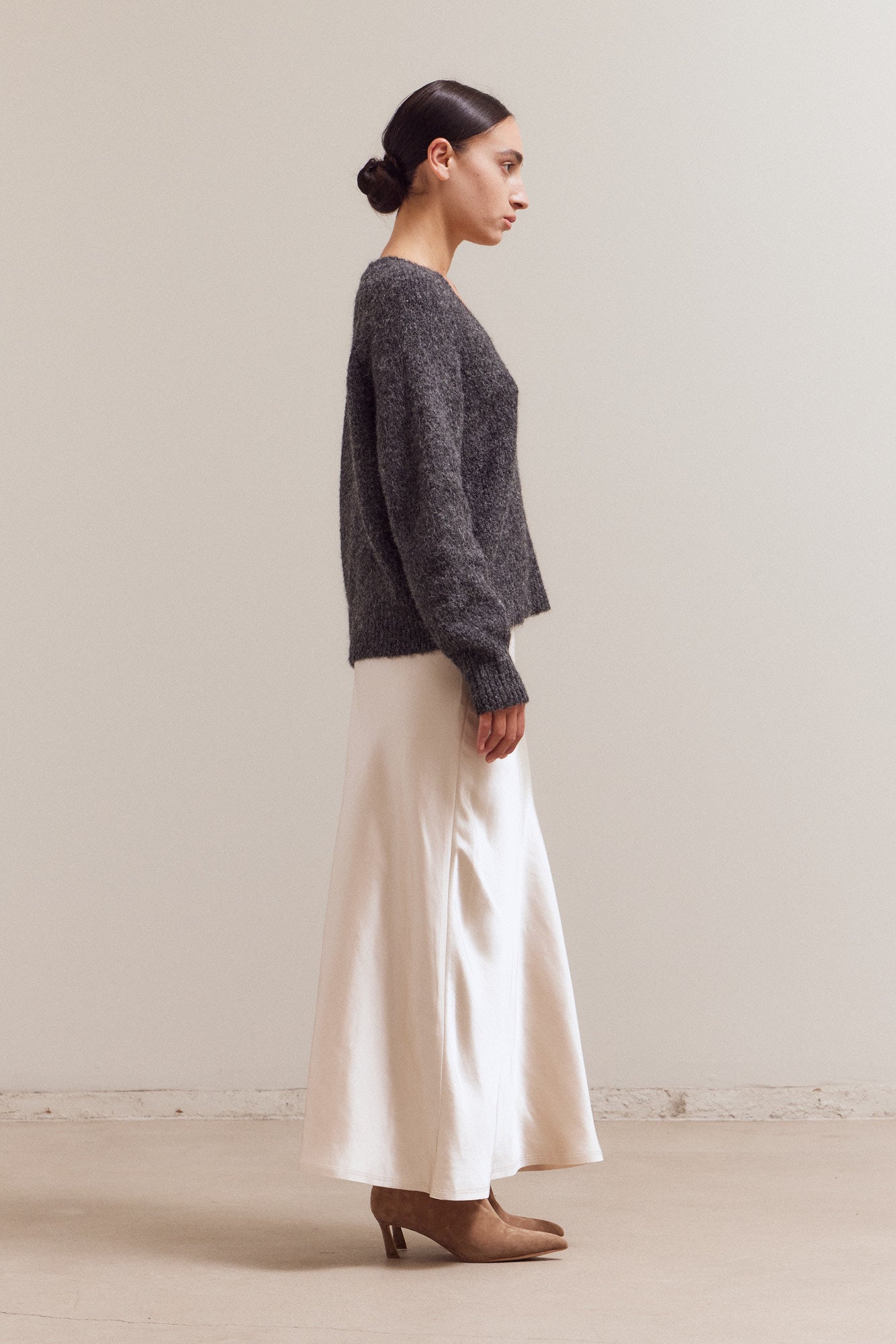 Mermaid Fit Long Satin Skirt