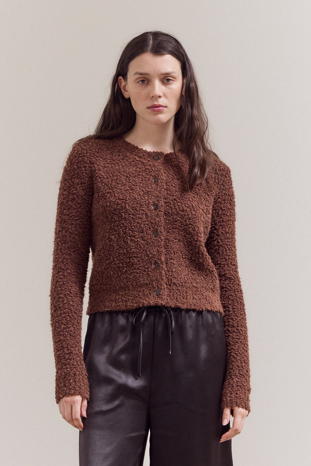 Round Neck Button Up Cardigan