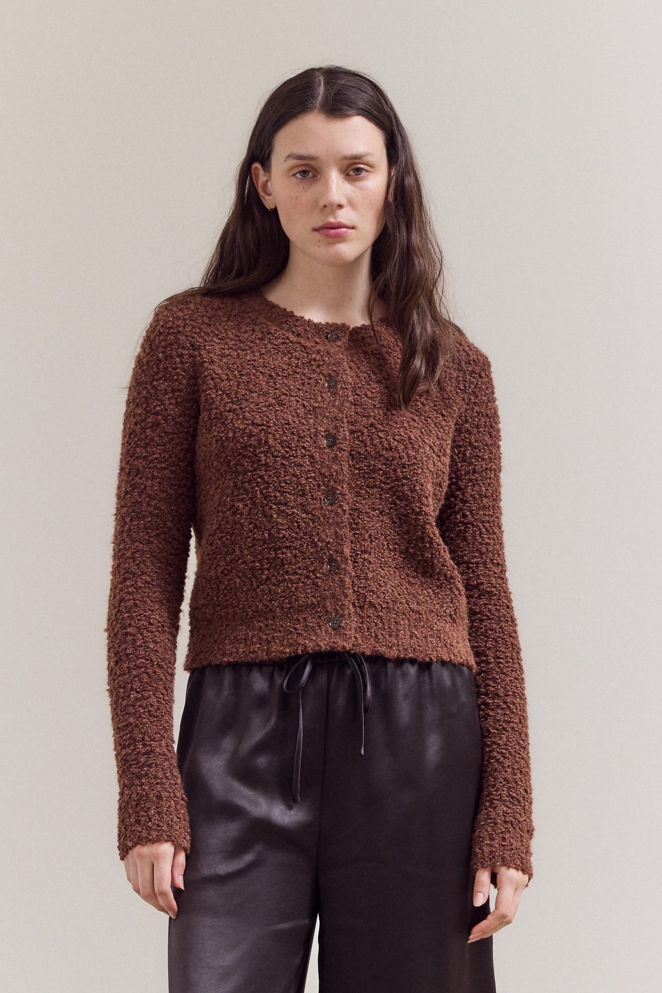 Round Neck Button Up Cardigan