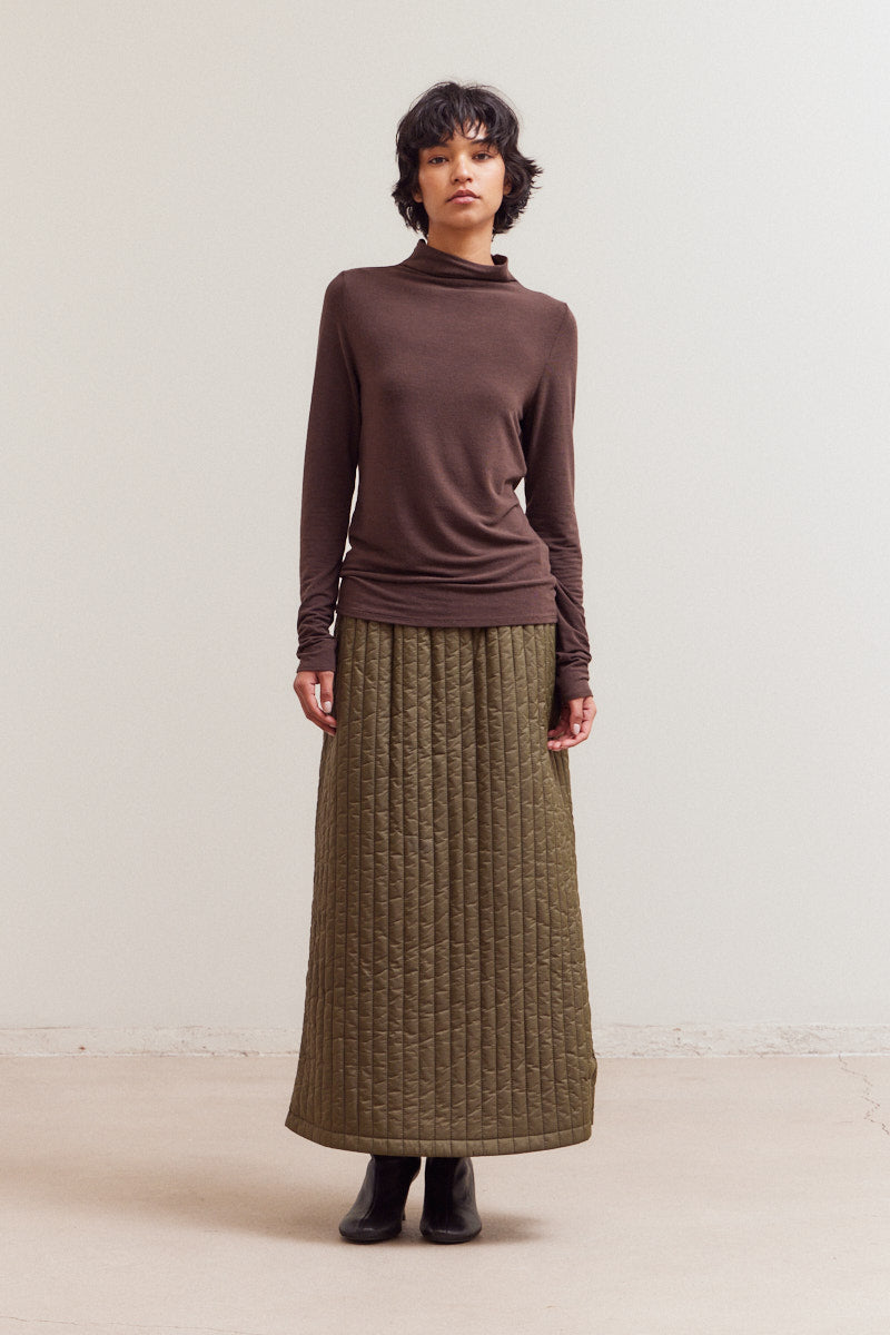 Mock Neck Fitted Jersey Top