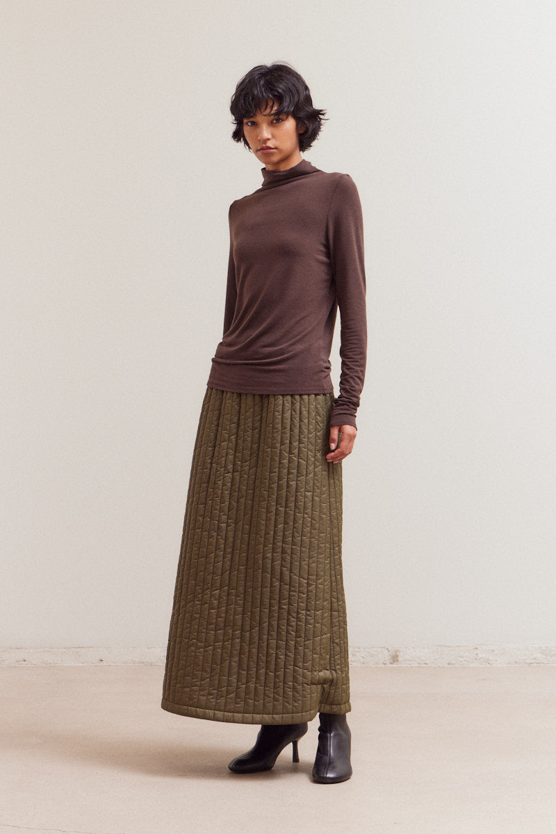 Mock Neck Fitted Jersey Top