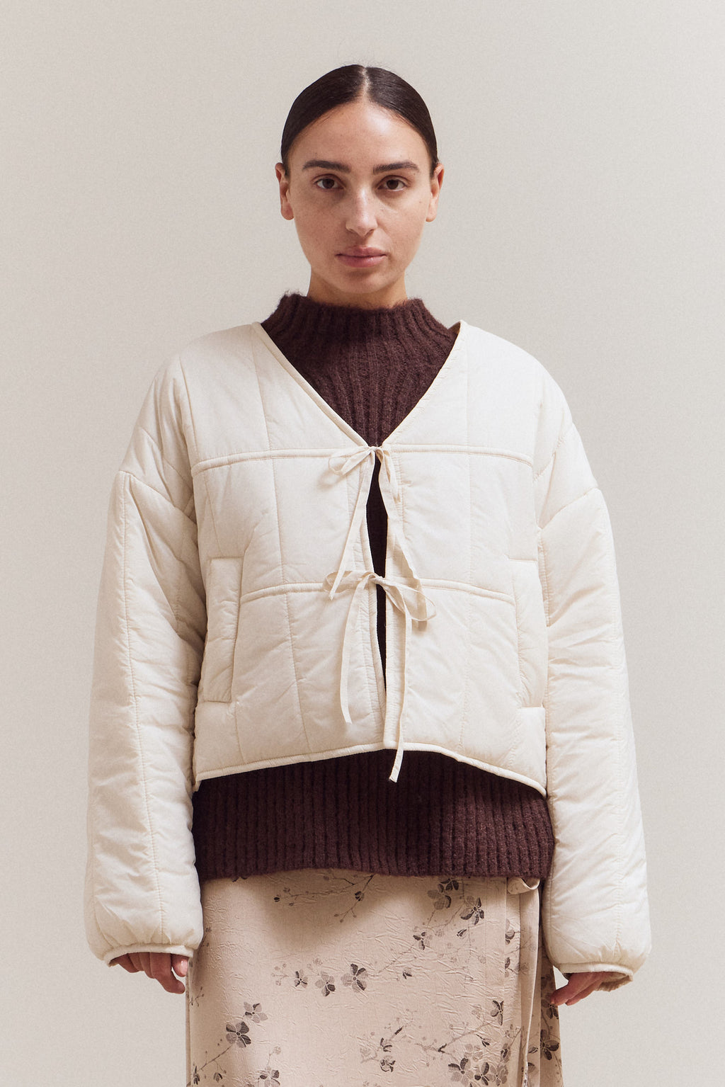 Front Tie Quilting Jacket