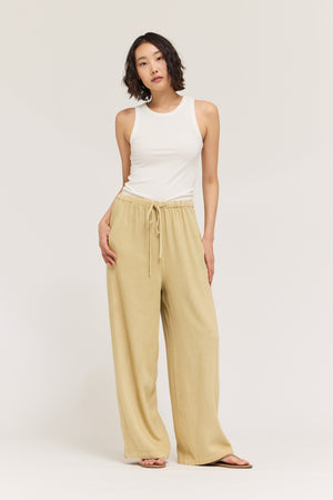 Tencel Seam Pants in Green Moss
