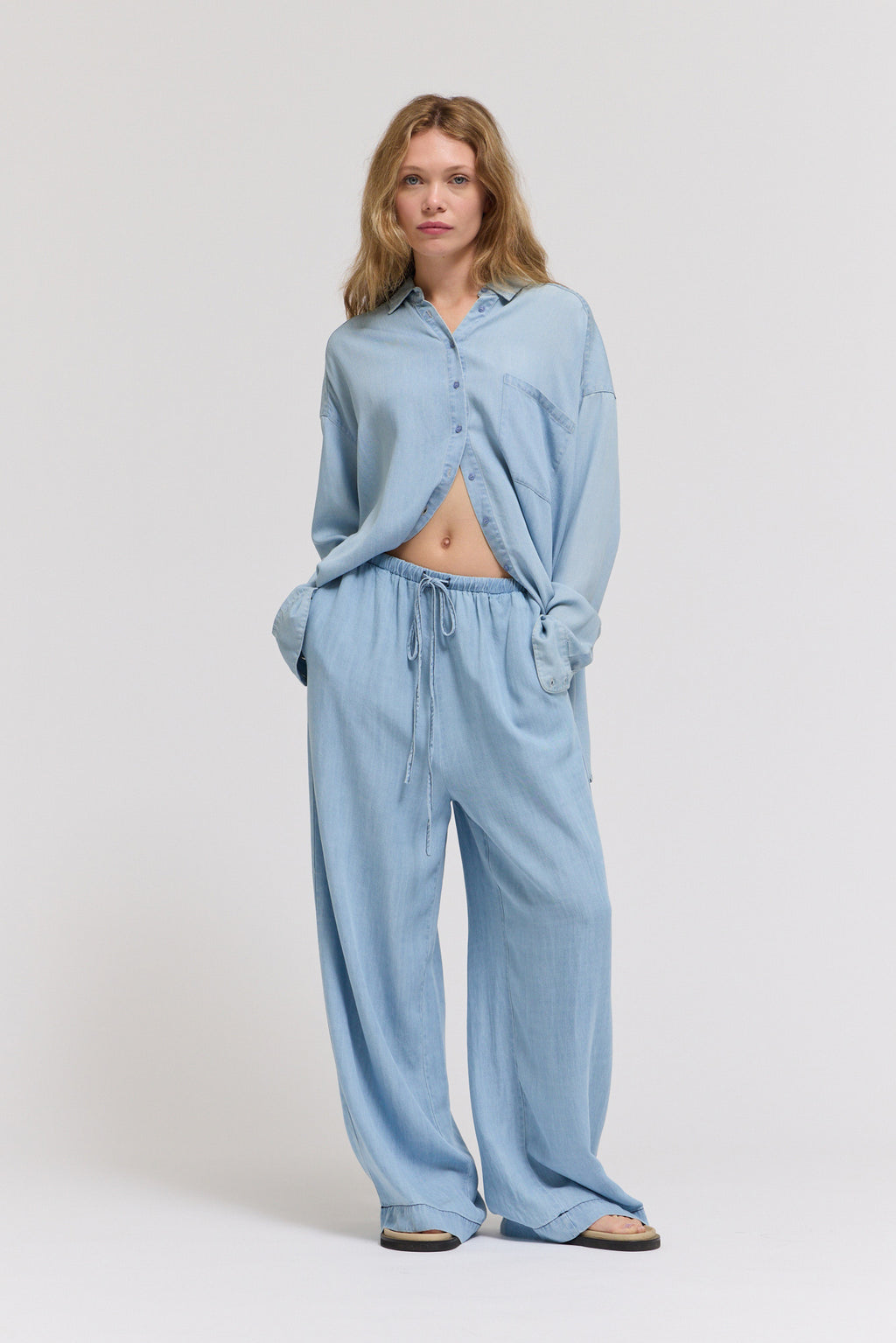 Chambray Straight Pant