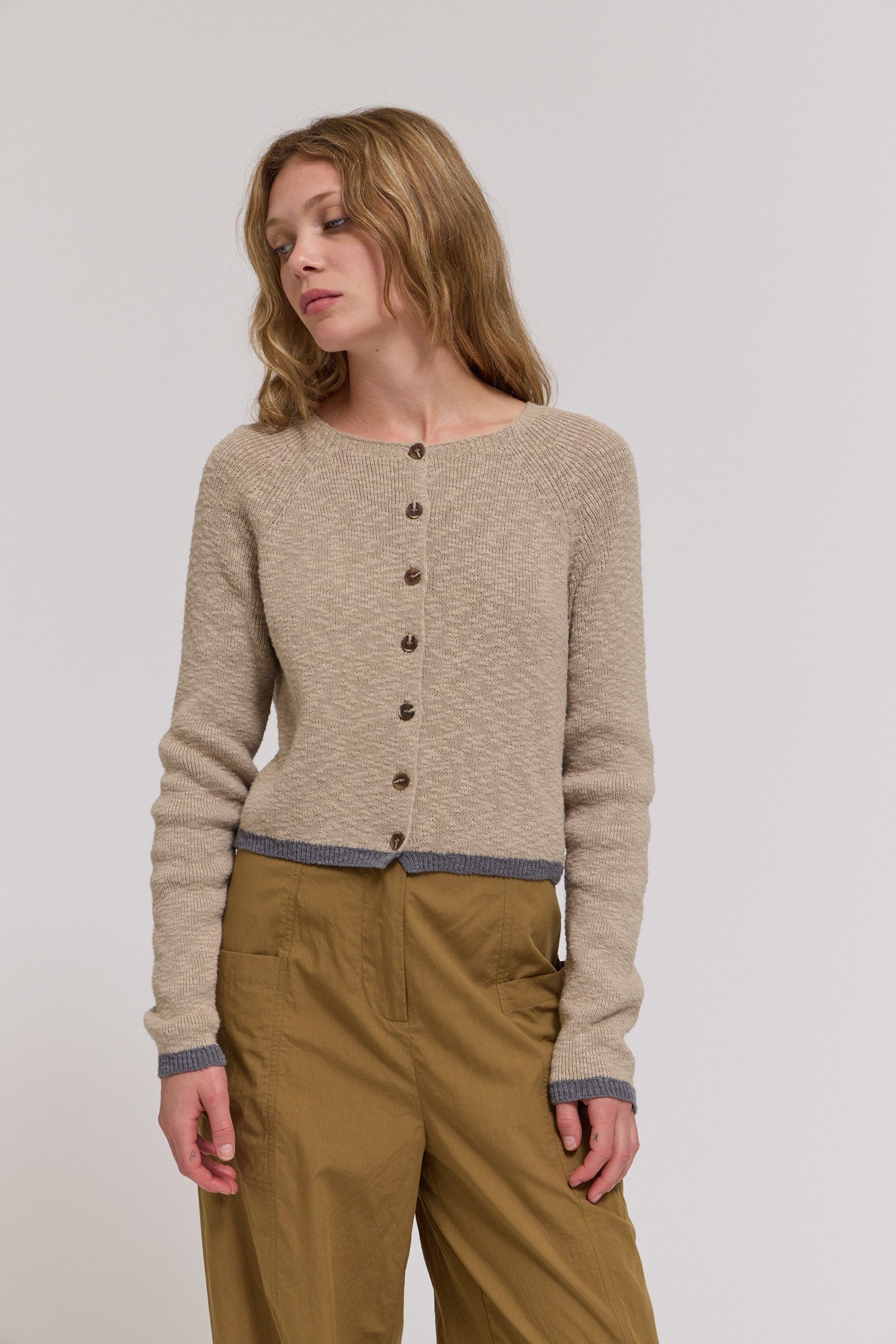 Tight Knit Cardigan in Haze