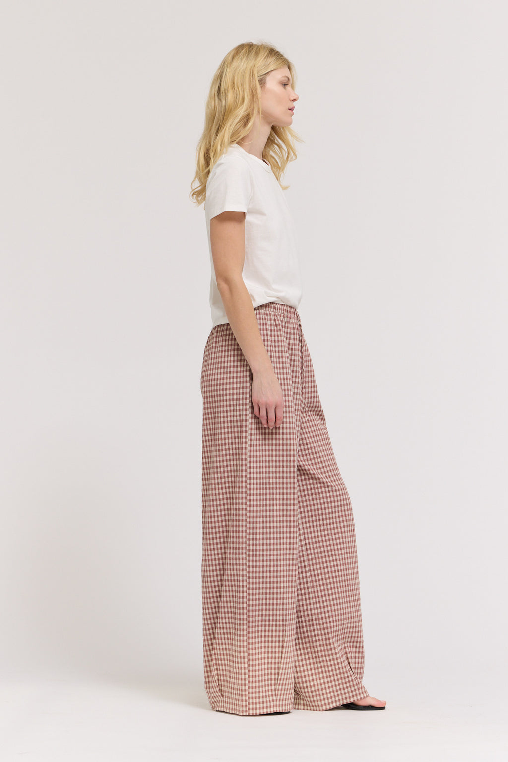 Relaxed Fit Eyelet Pants in Dusty Rose