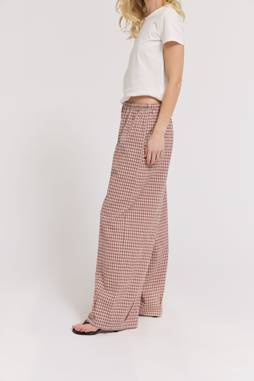 Relaxed Fit Eyelet Pants in Dusty Rose