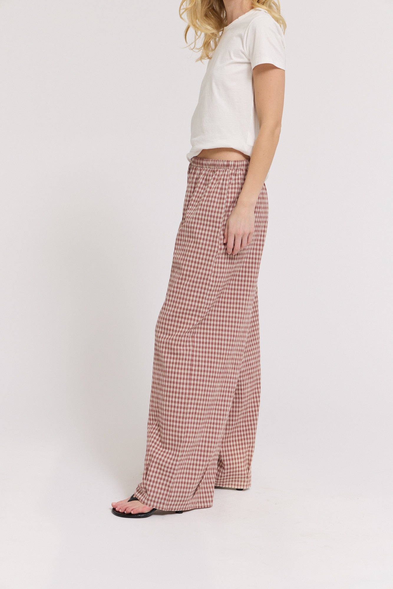 Relaxed Fit Eyelet Pants in Dusty Rose