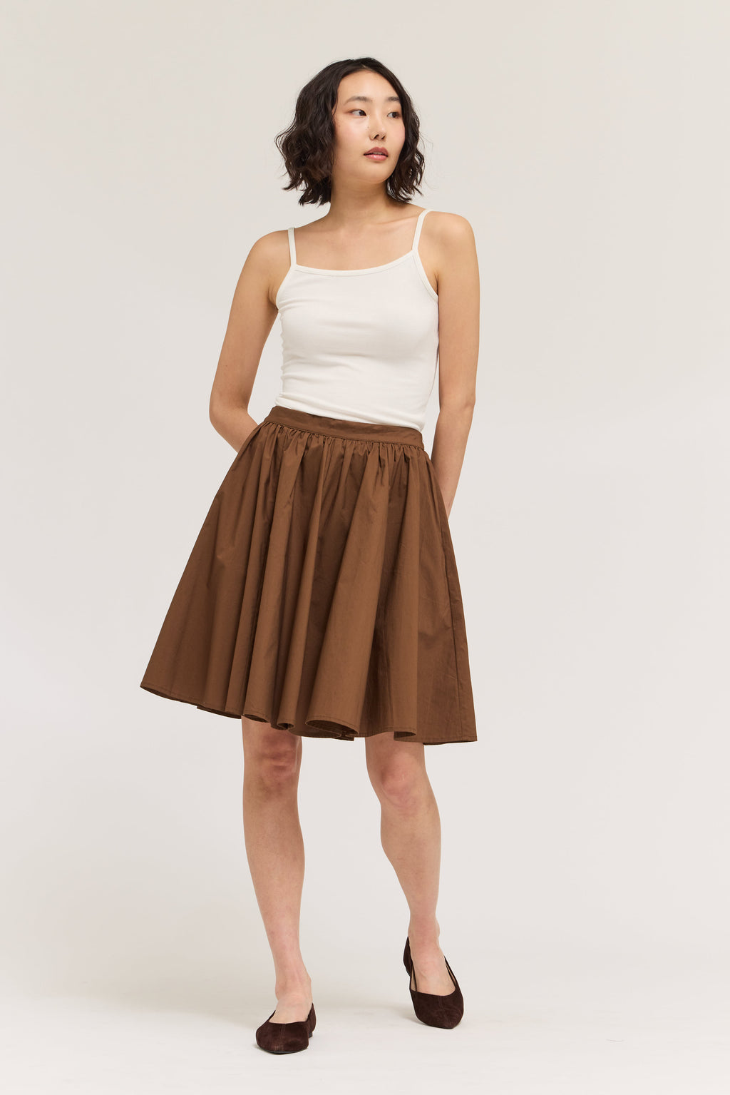 Round Cut Volume Skirt in Tobacco