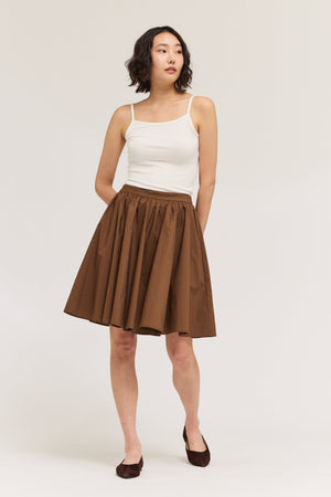 Round Cut Volume Skirt in Tobacco
