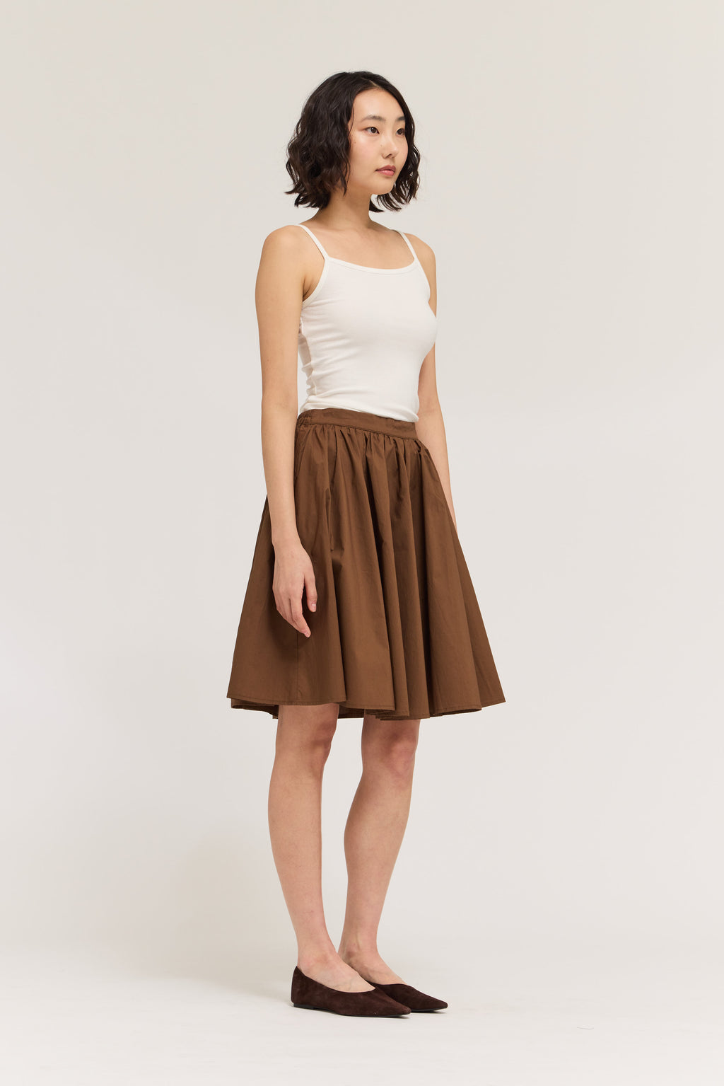 Round Cut Volume Skirt in Tobacco