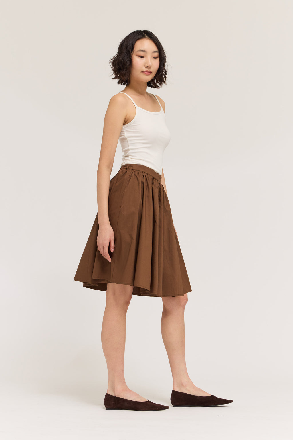 Round Cut Volume Skirt in Tobacco