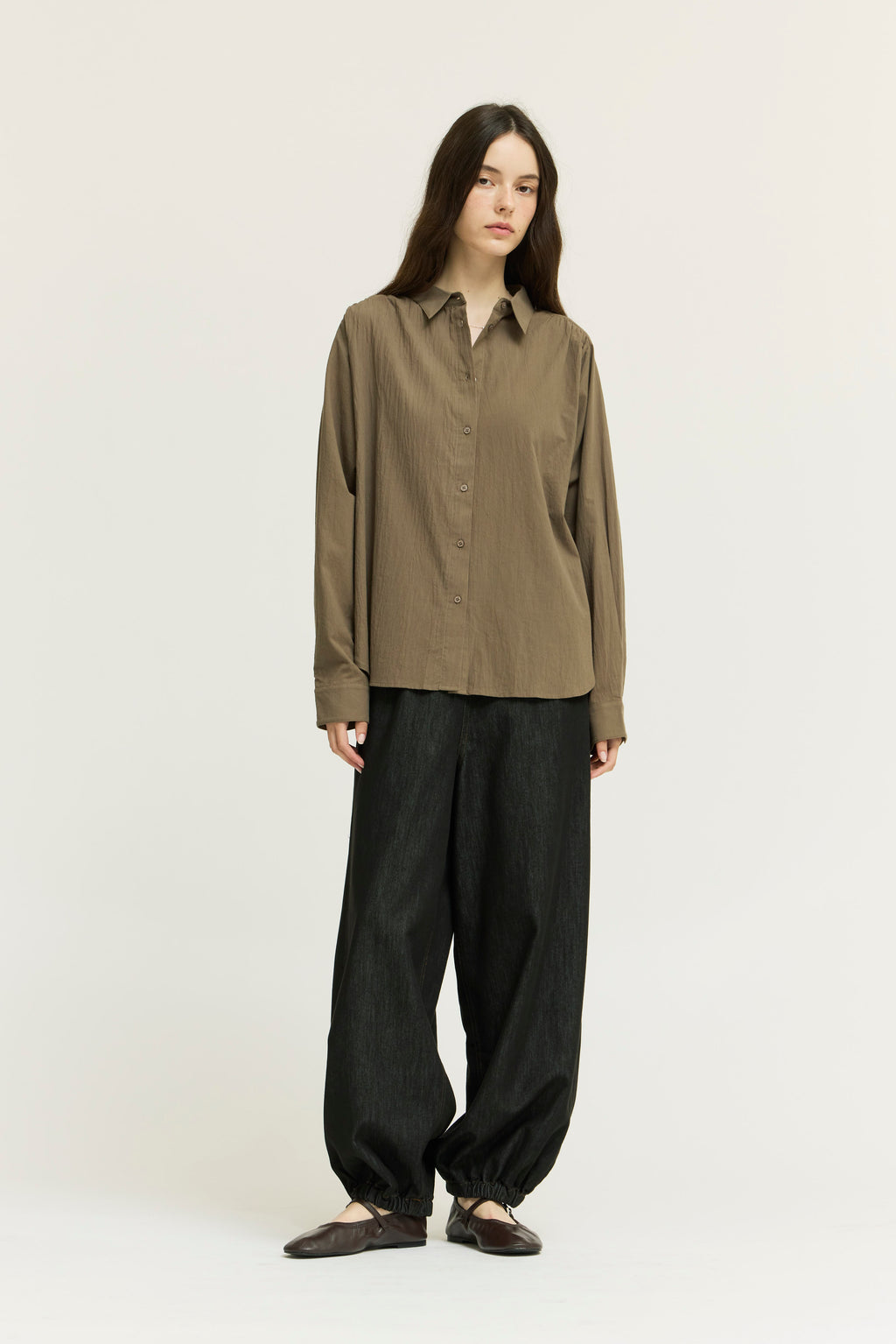 Shirred Back Cotton Shirt