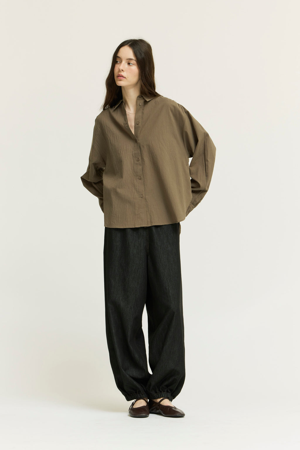 Shirred Back Cotton Shirt