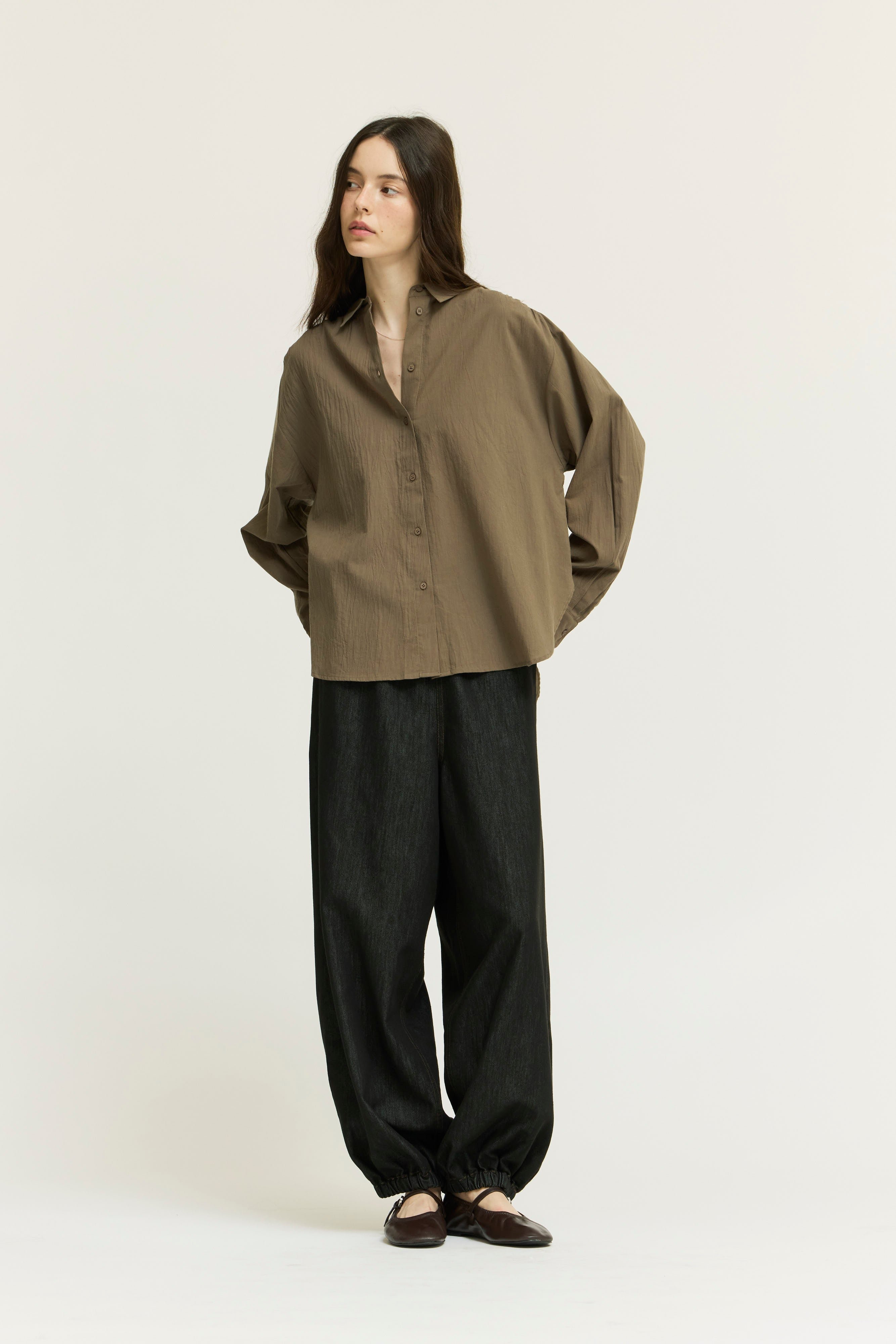 Shirred Back Cotton Shirt