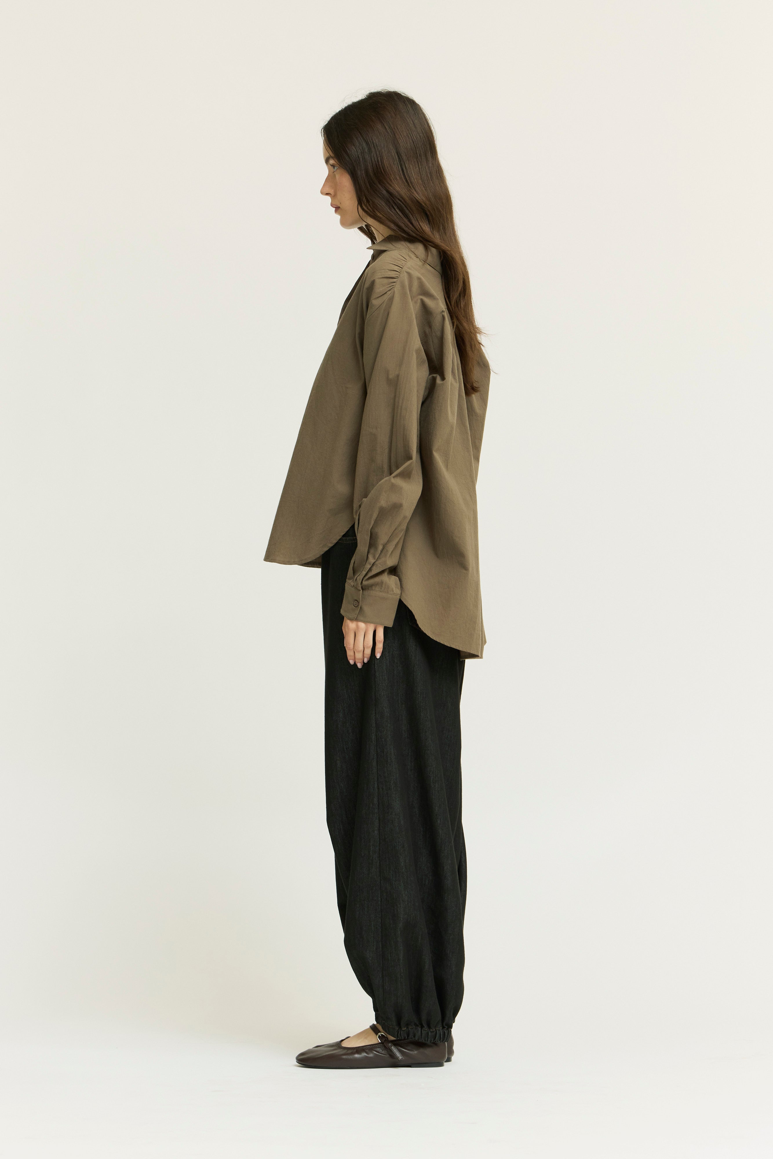 Shirred Back Cotton Shirt