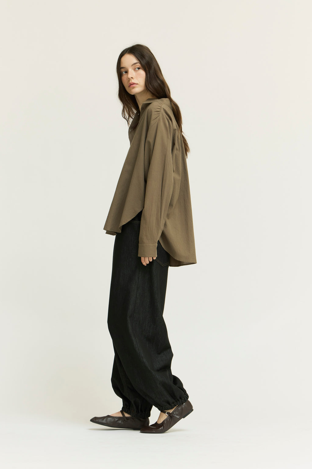 Shirred Back Cotton Shirt