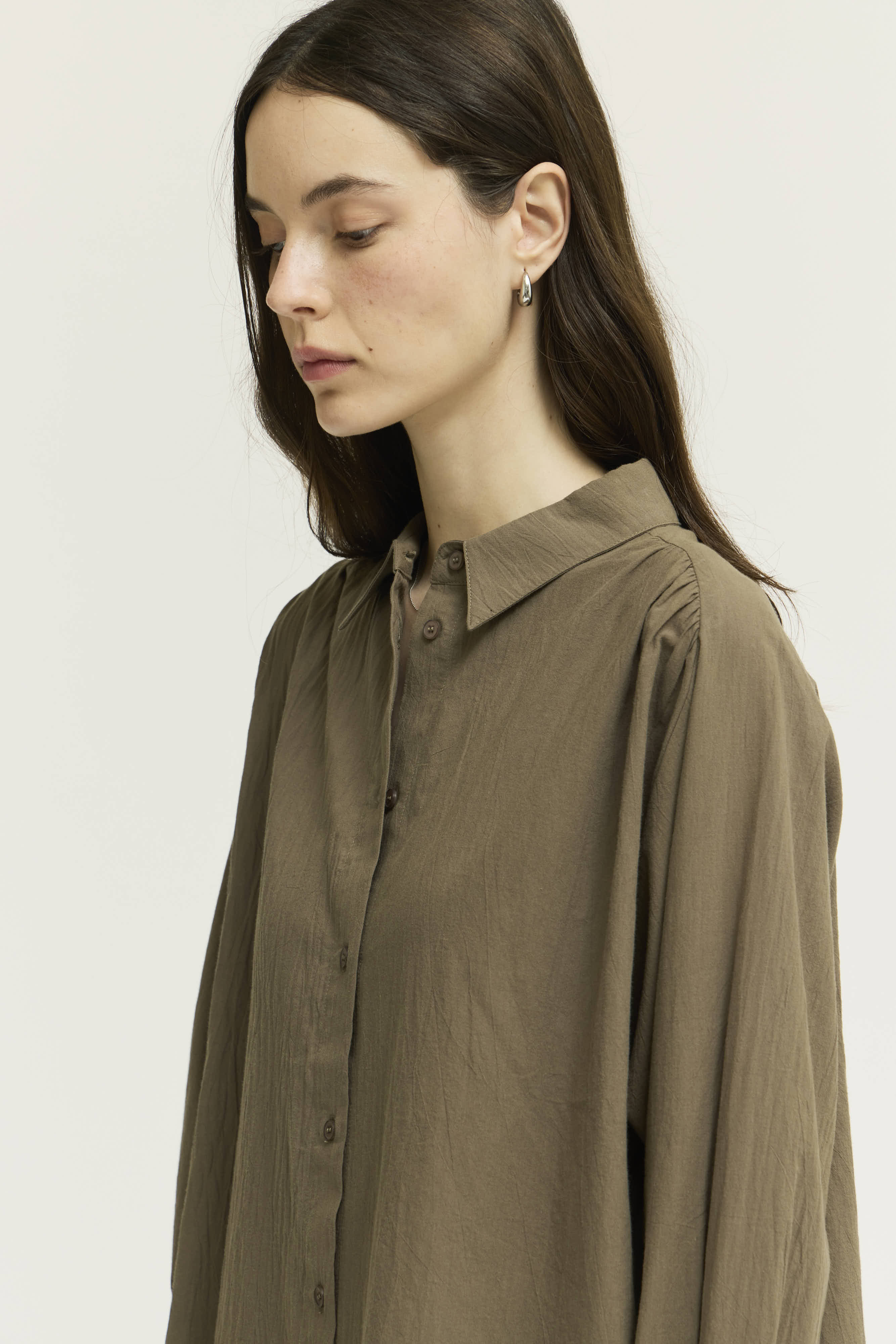 Shirred Back Cotton Shirt