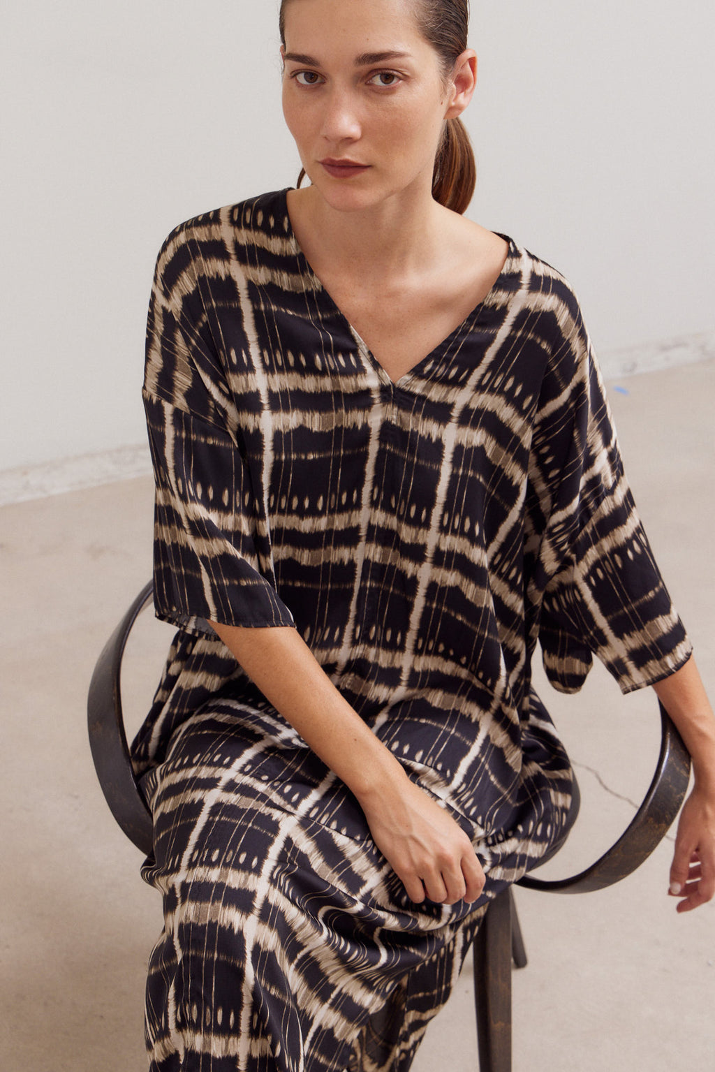 Satin Print Tunic Dress