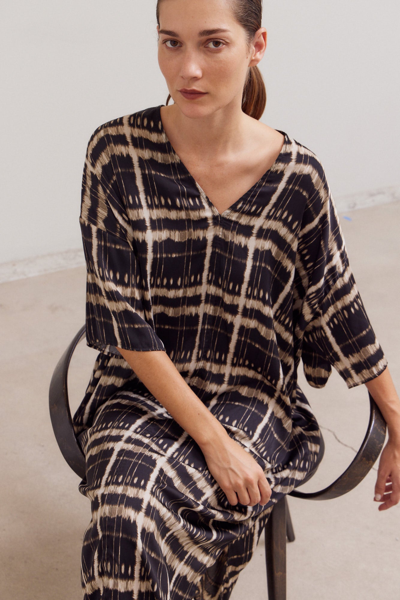 Satin Print Tunic Dress