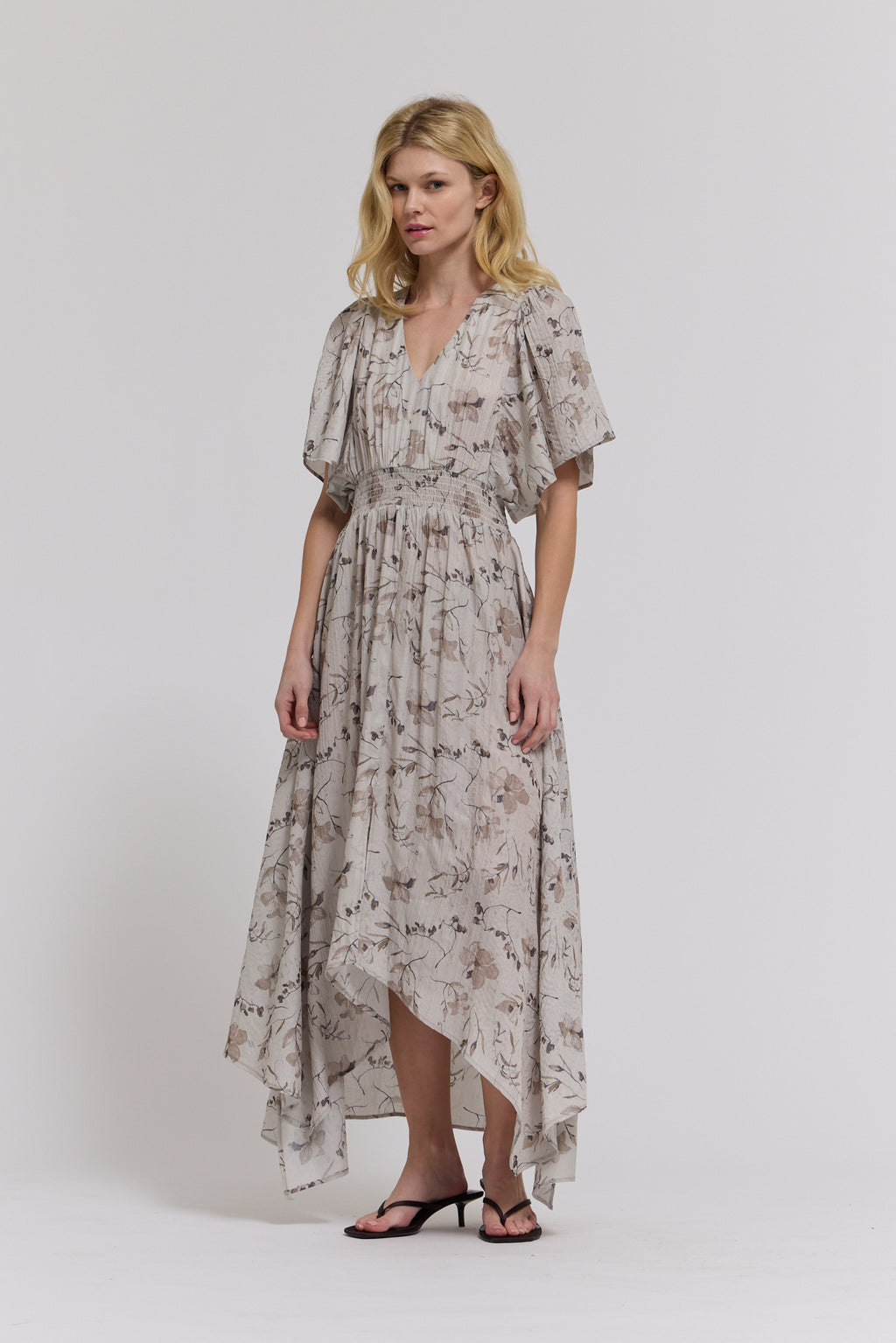 Unbalanced Skirt Floral Printed Maxi Dress