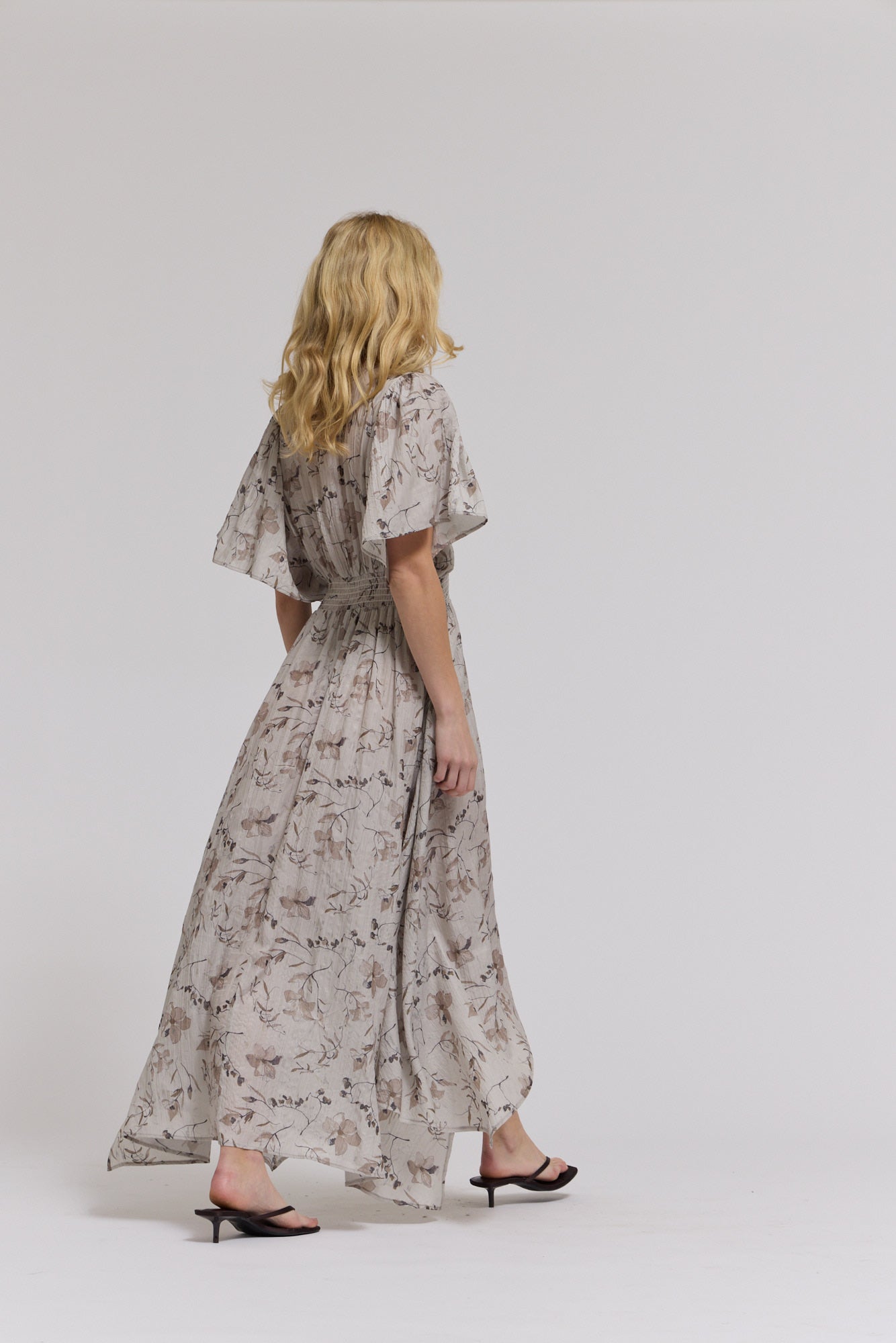 Unbalanced Skirt Floral Printed Maxi Dress