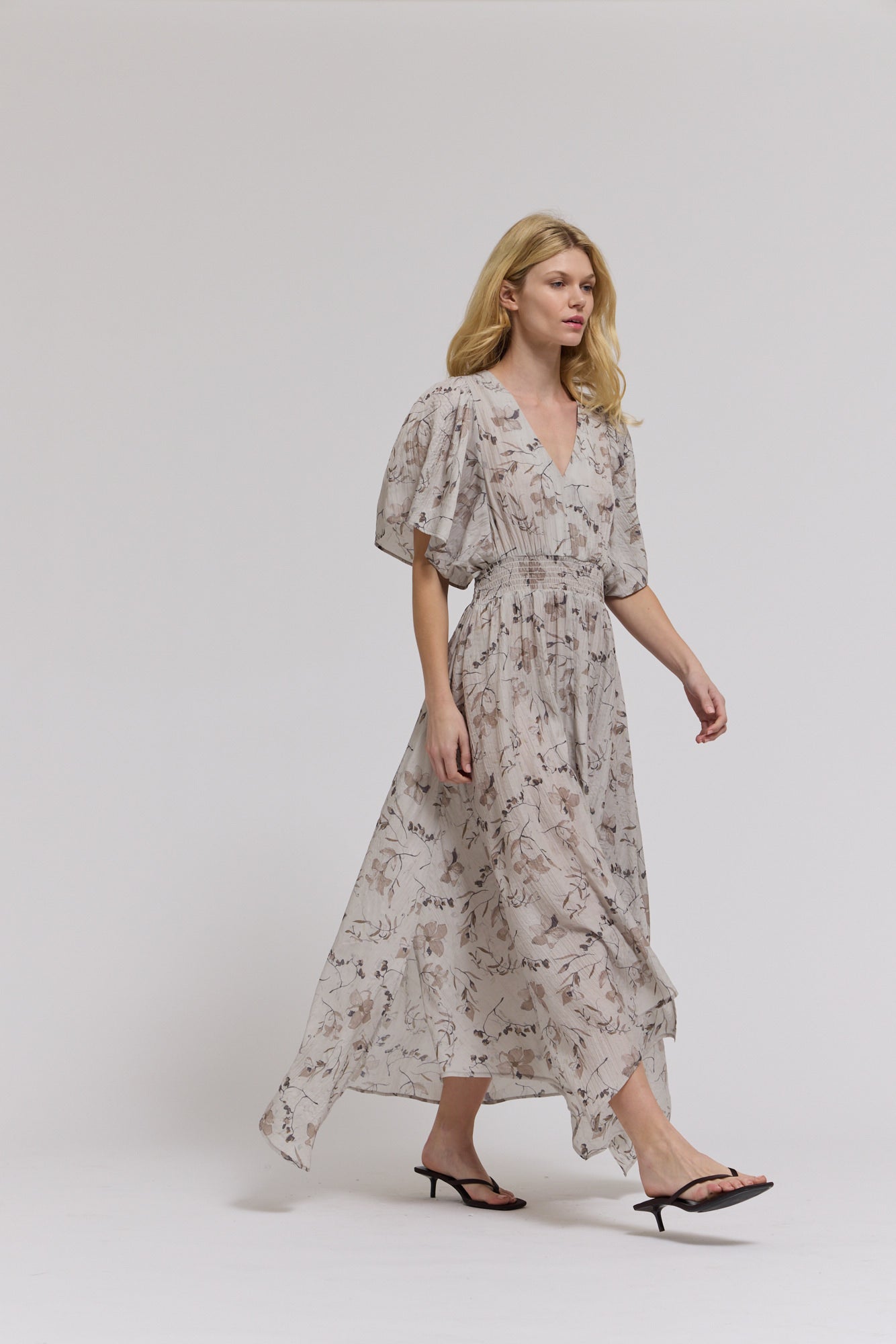 Unbalanced Skirt Floral Printed Maxi Dress