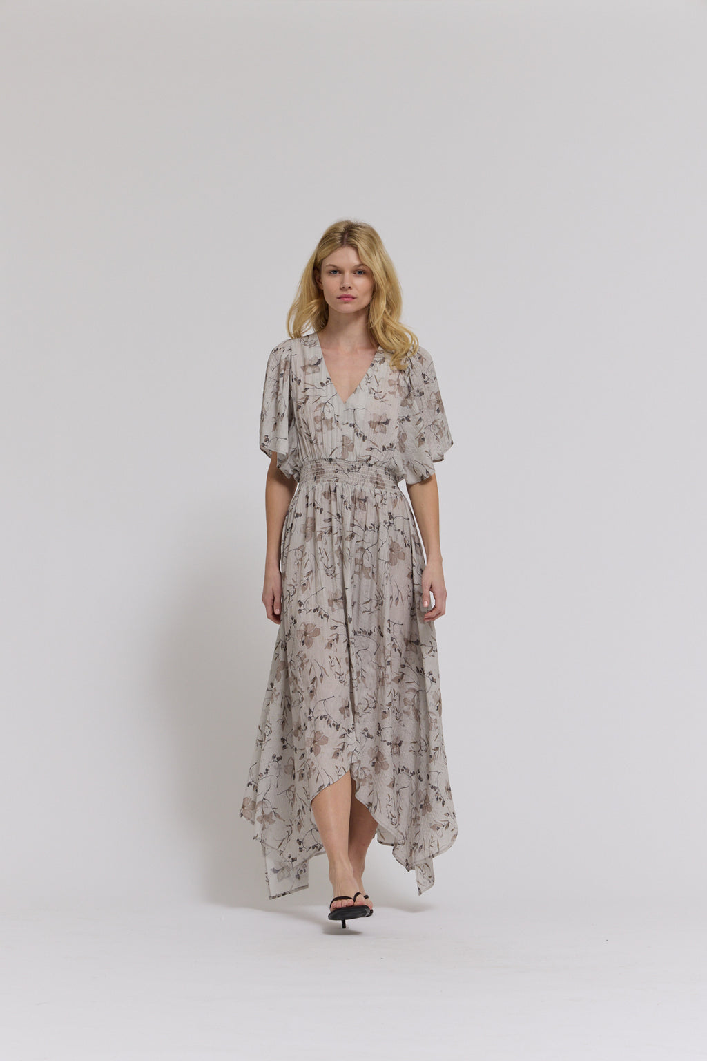 Unbalanced Skirt Floral Printed Maxi Dress