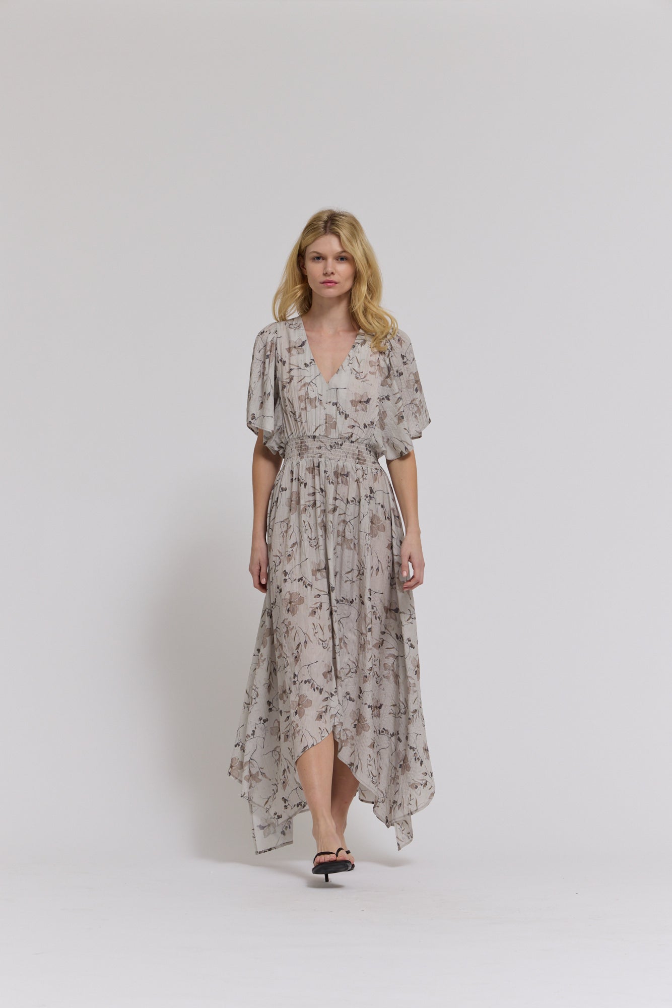 Unbalanced Skirt Floral Printed Maxi Dress
