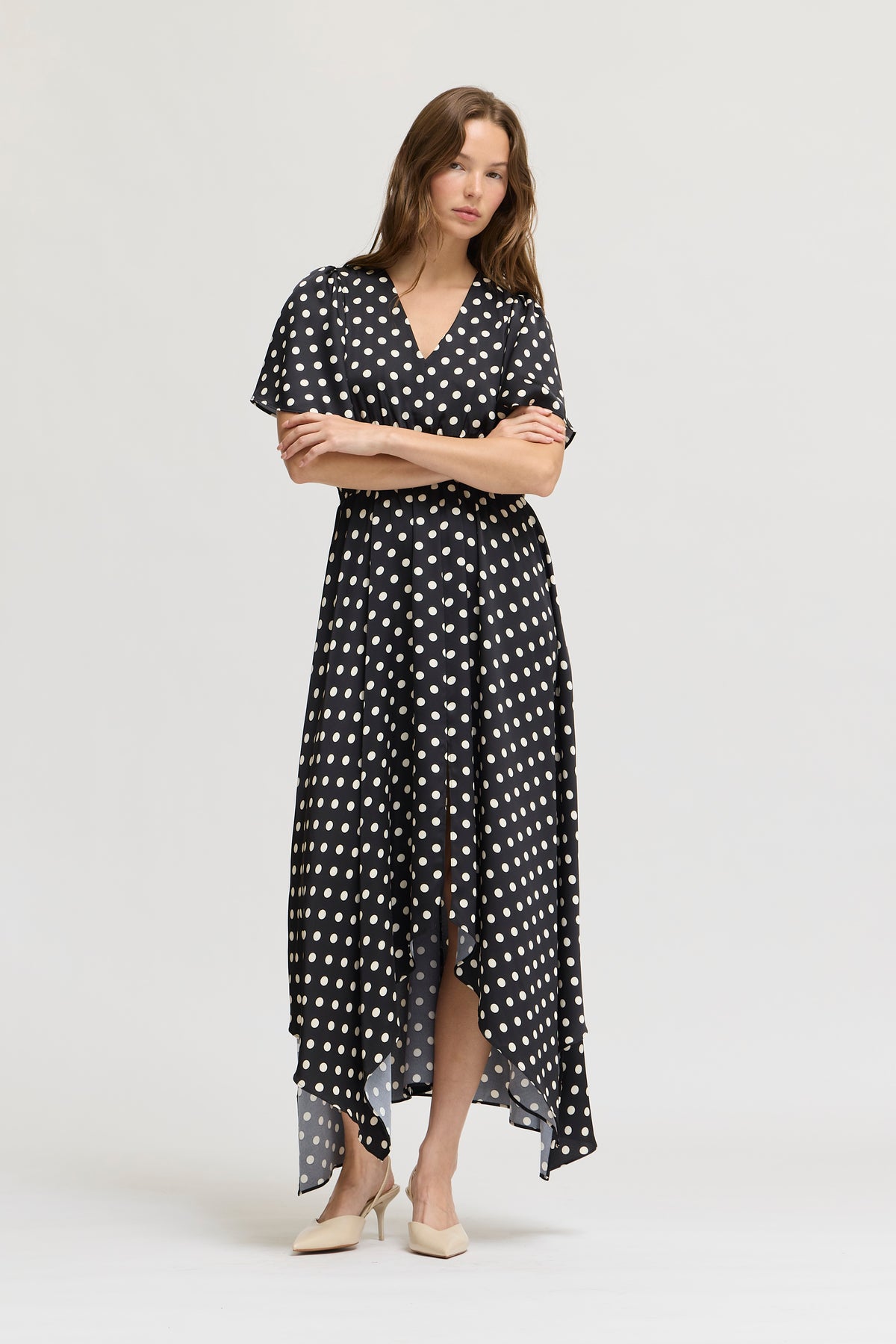 Unbalanced Skirt Maxi Dress in Black Ivory