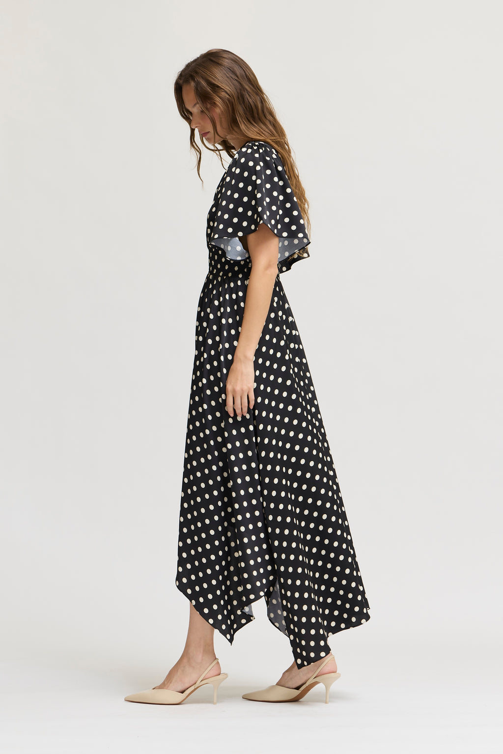 Unbalanced Skirt Maxi Dress in Black Ivory