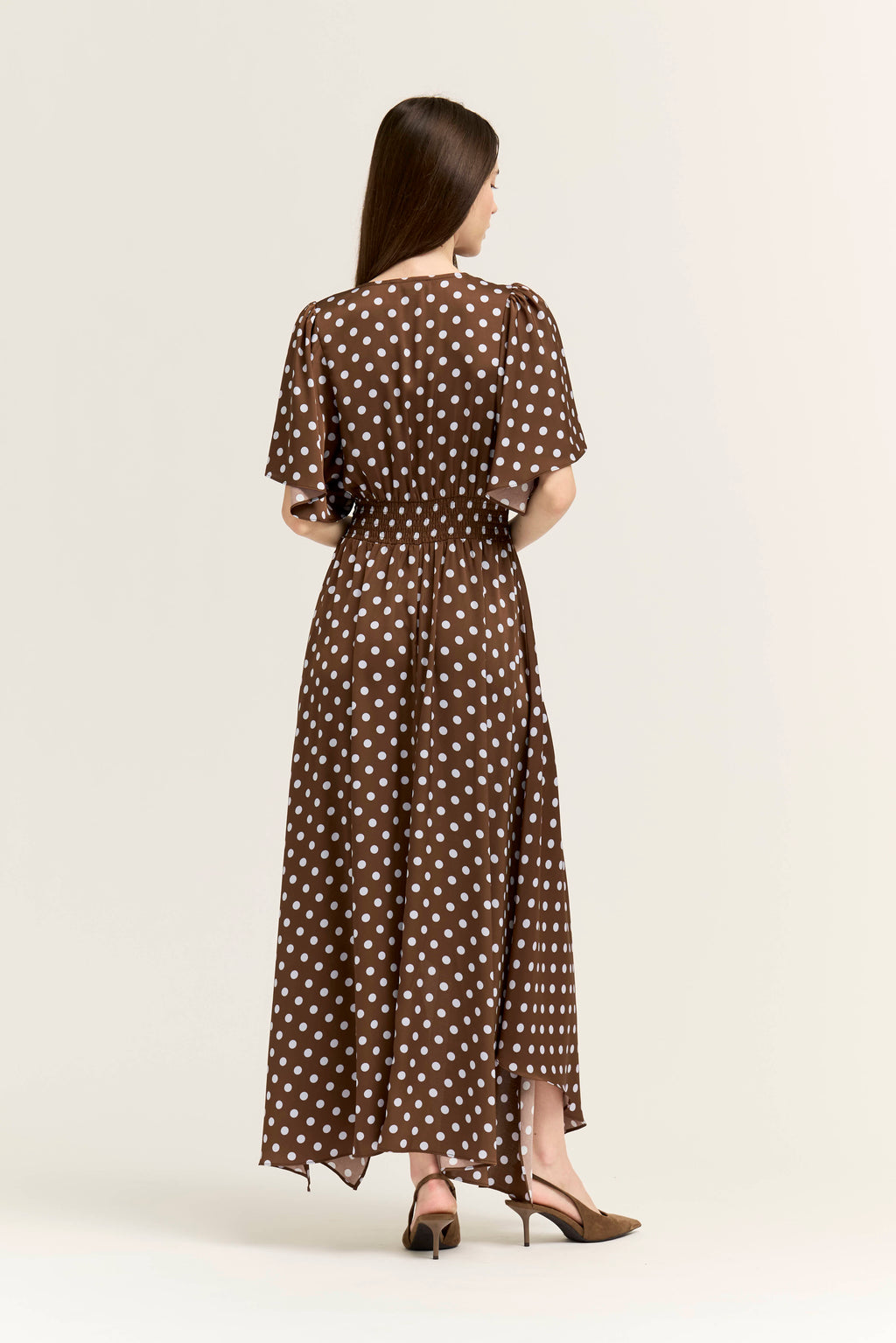 Unbalanced Skirt Maxi Dress in Brown Blue