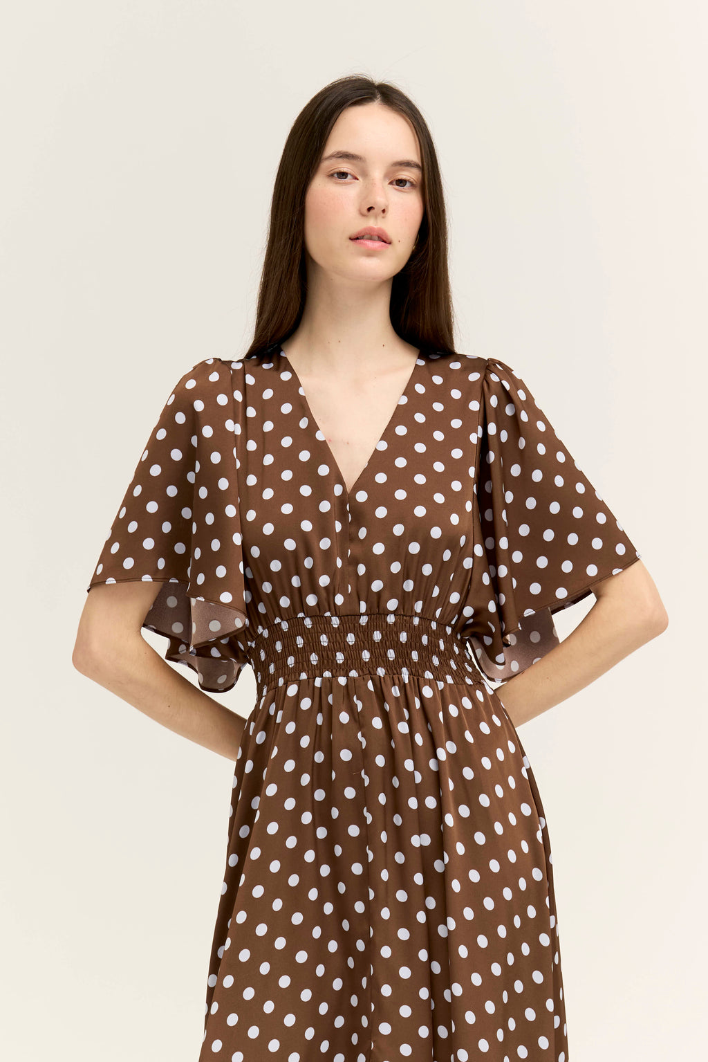 Unbalanced Skirt Maxi Dress in Brown Blue