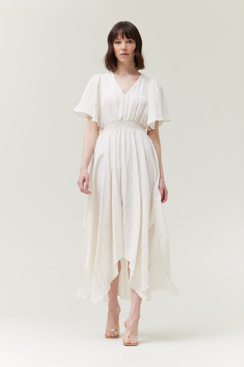 Matte Crinkle Unbalanced Maxi Dress