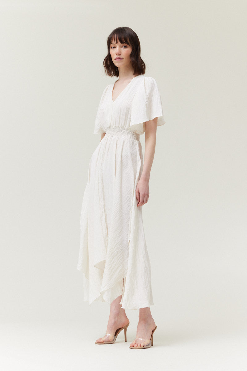 Matte Crinkle Unbalanced Maxi Dress