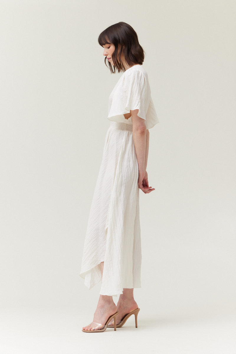Matte Crinkle Unbalanced Maxi Dress