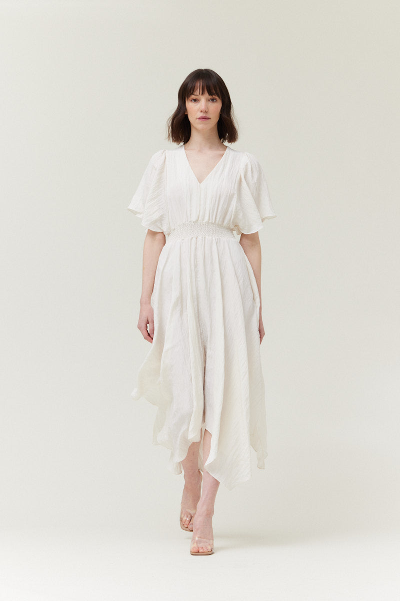 Matte Crinkle Unbalanced Maxi Dress