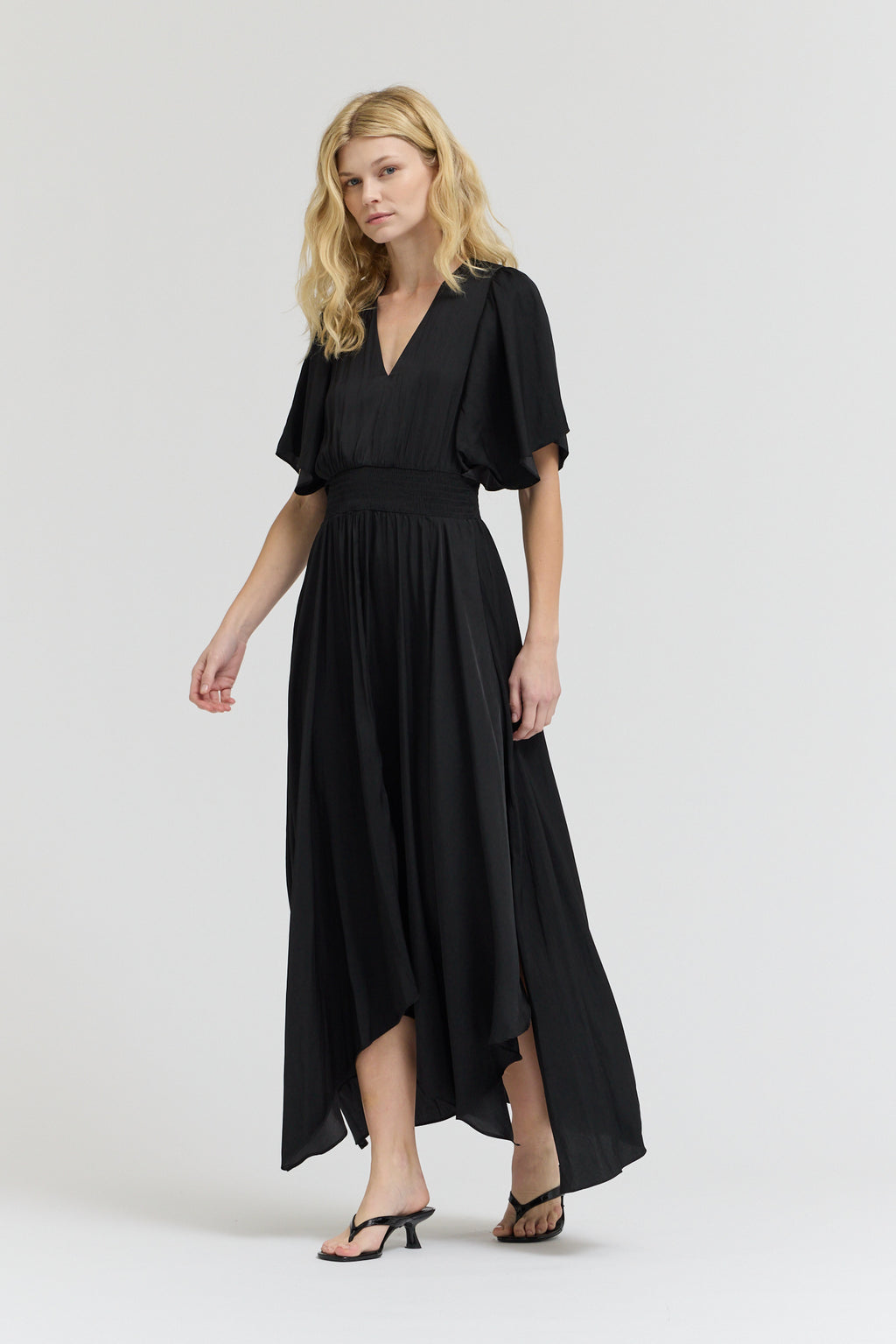 Unbalanced Skirt Maxi Dress in Black