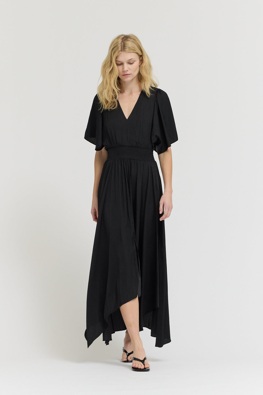 Unbalanced Skirt Maxi Dress in Black