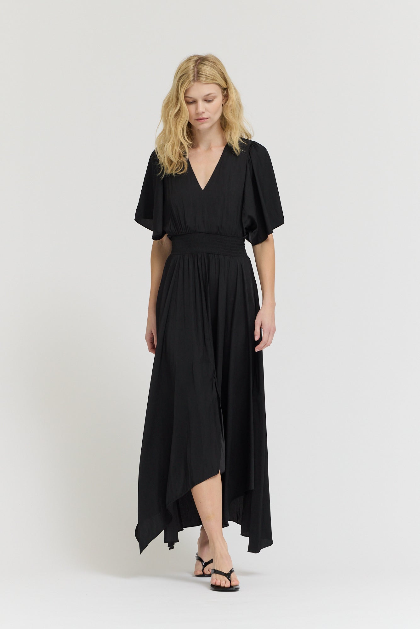 Unbalanced Skirt Maxi Dress in Black