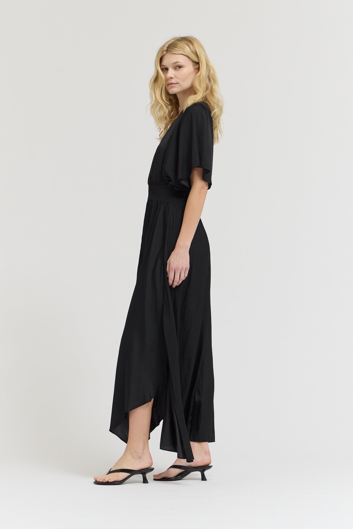 Unbalanced Skirt Maxi Dress in Black