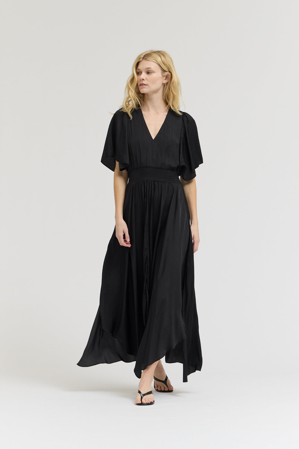 Unbalanced Skirt Maxi Dress in Black