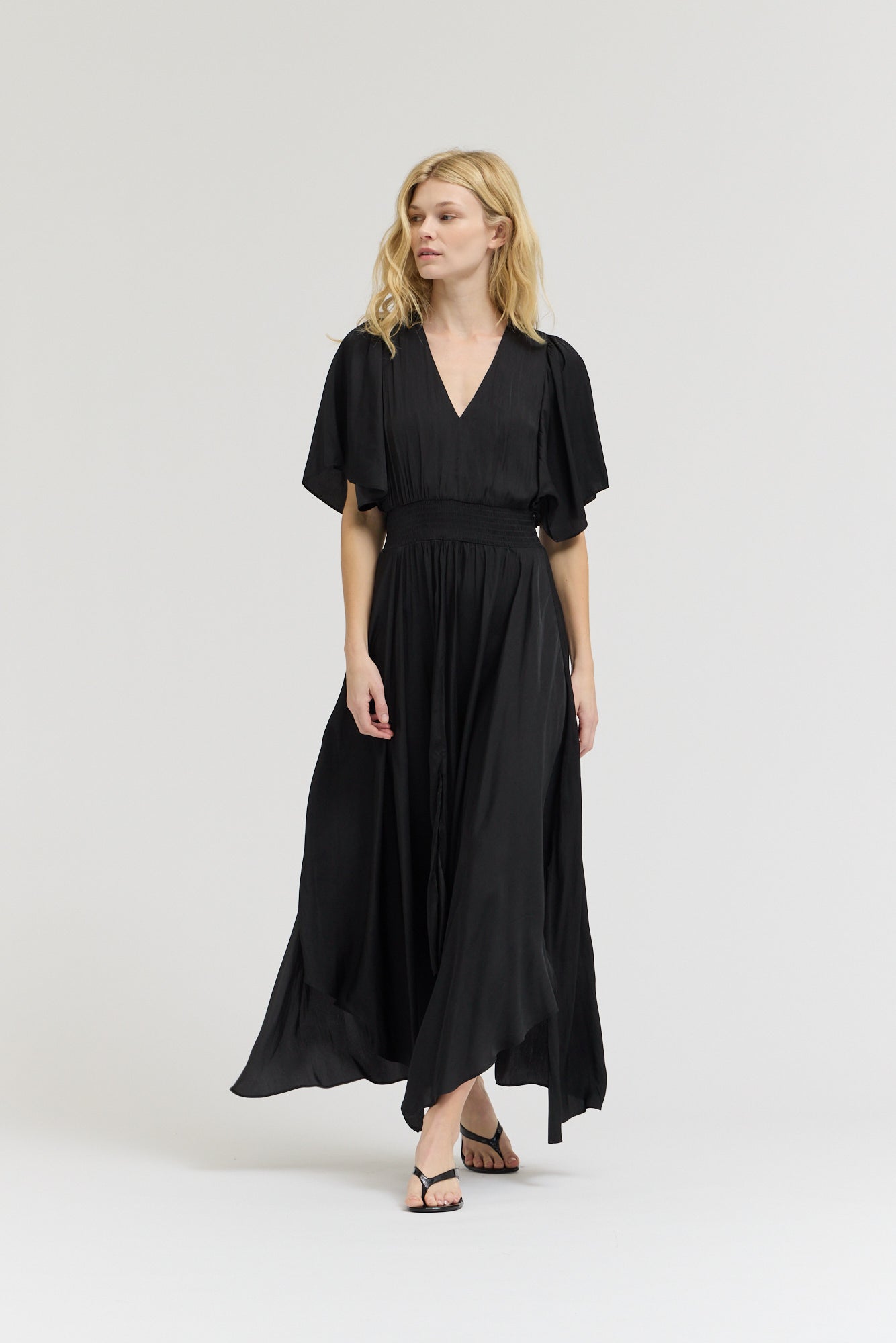 Unbalanced Skirt Maxi Dress in Black