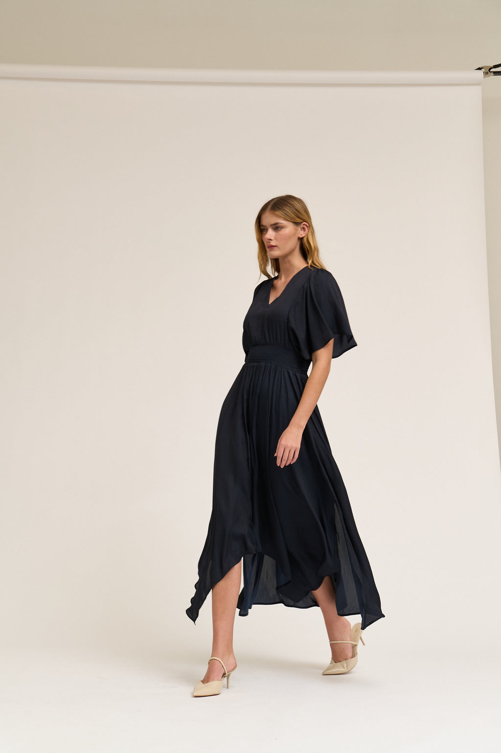Unbalanced Skirt Maxi Dress in Midnight