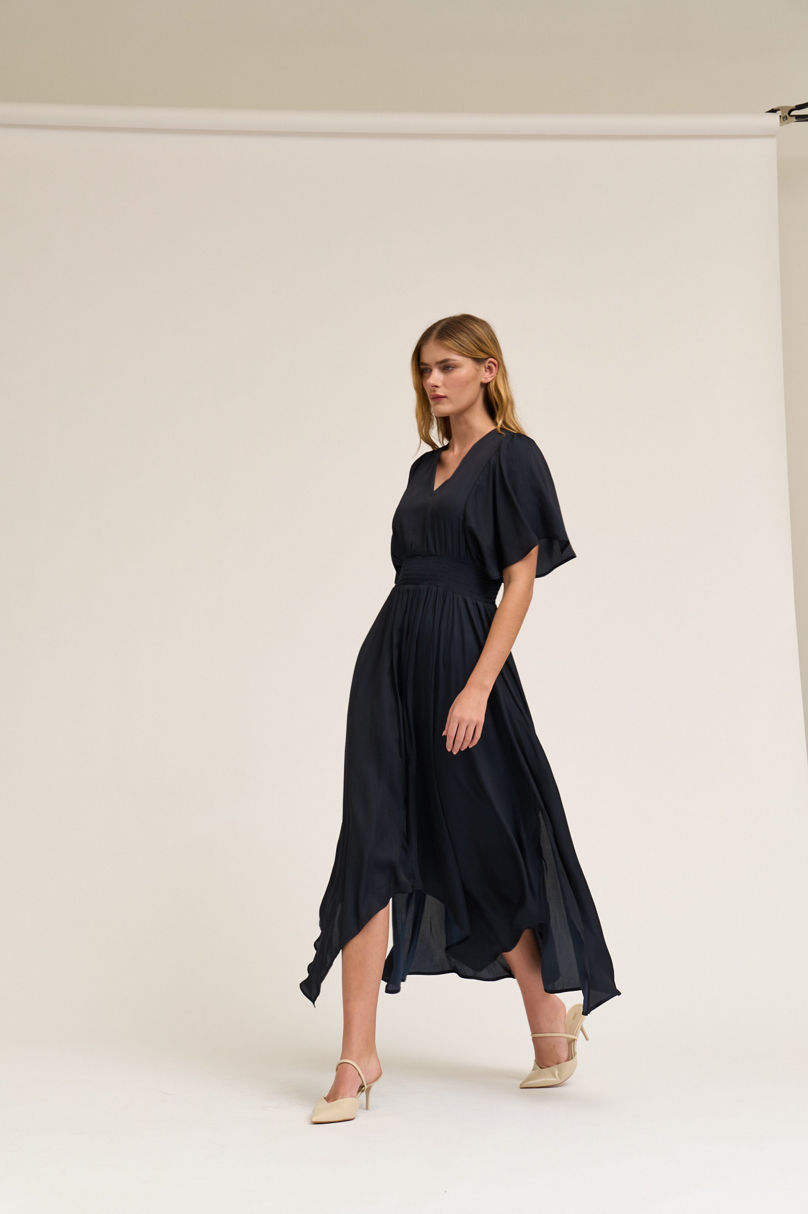 Unbalanced Skirt Maxi Dress in Midnight