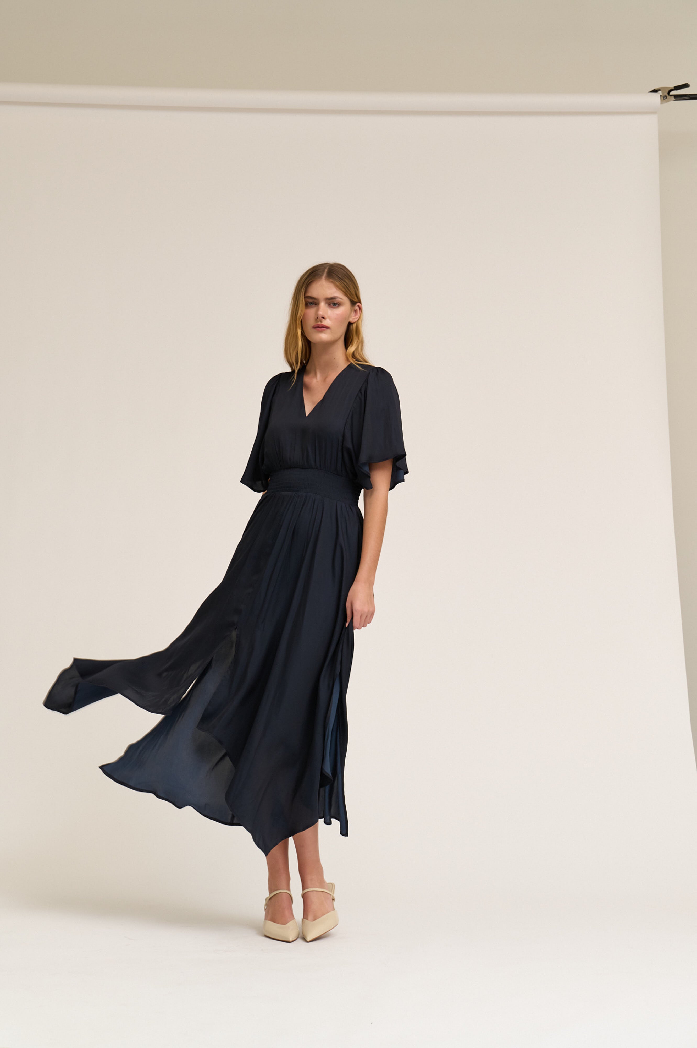 Unbalanced Skirt Maxi Dress in Midnight
