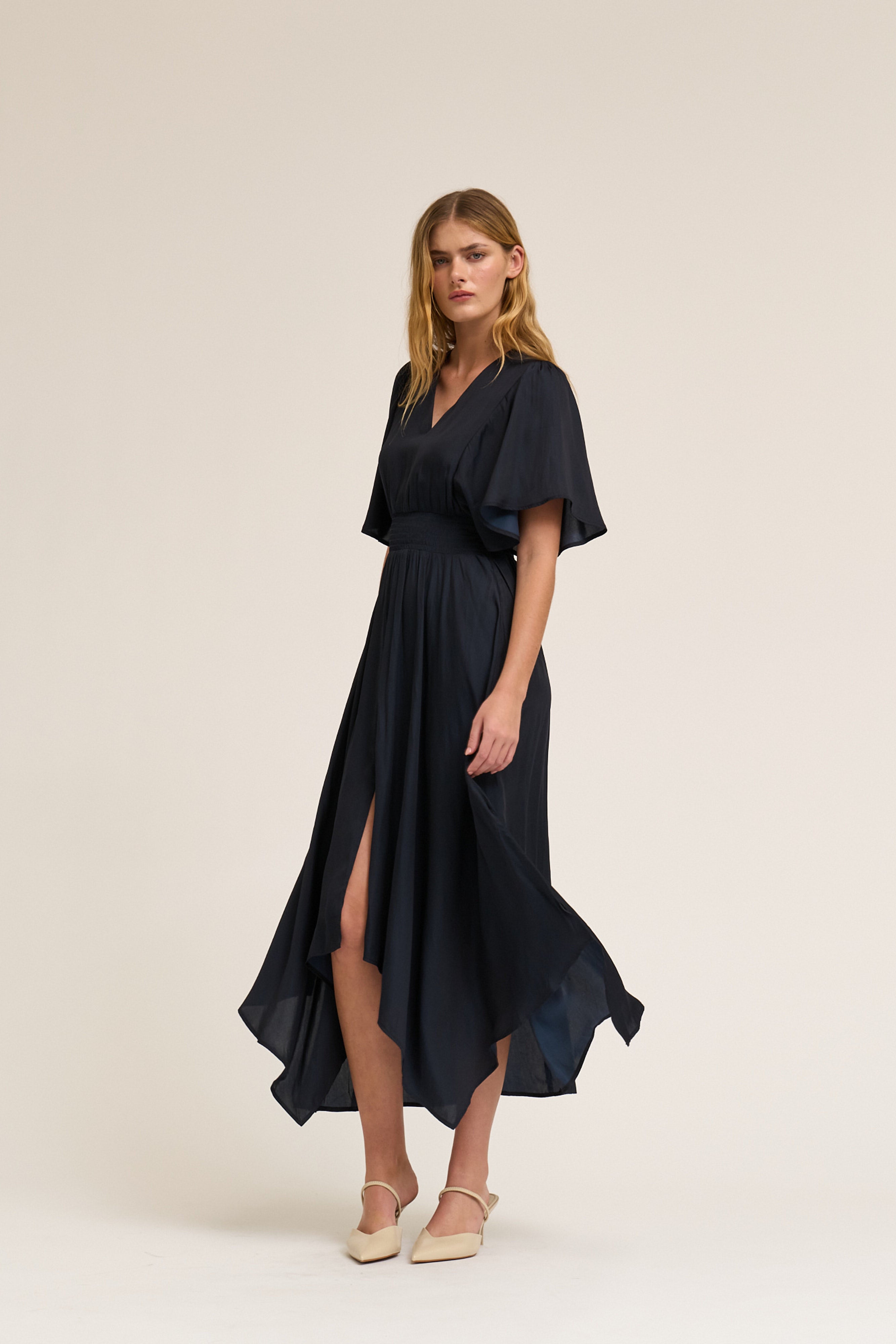 Unbalanced Skirt Maxi Dress in Midnight
