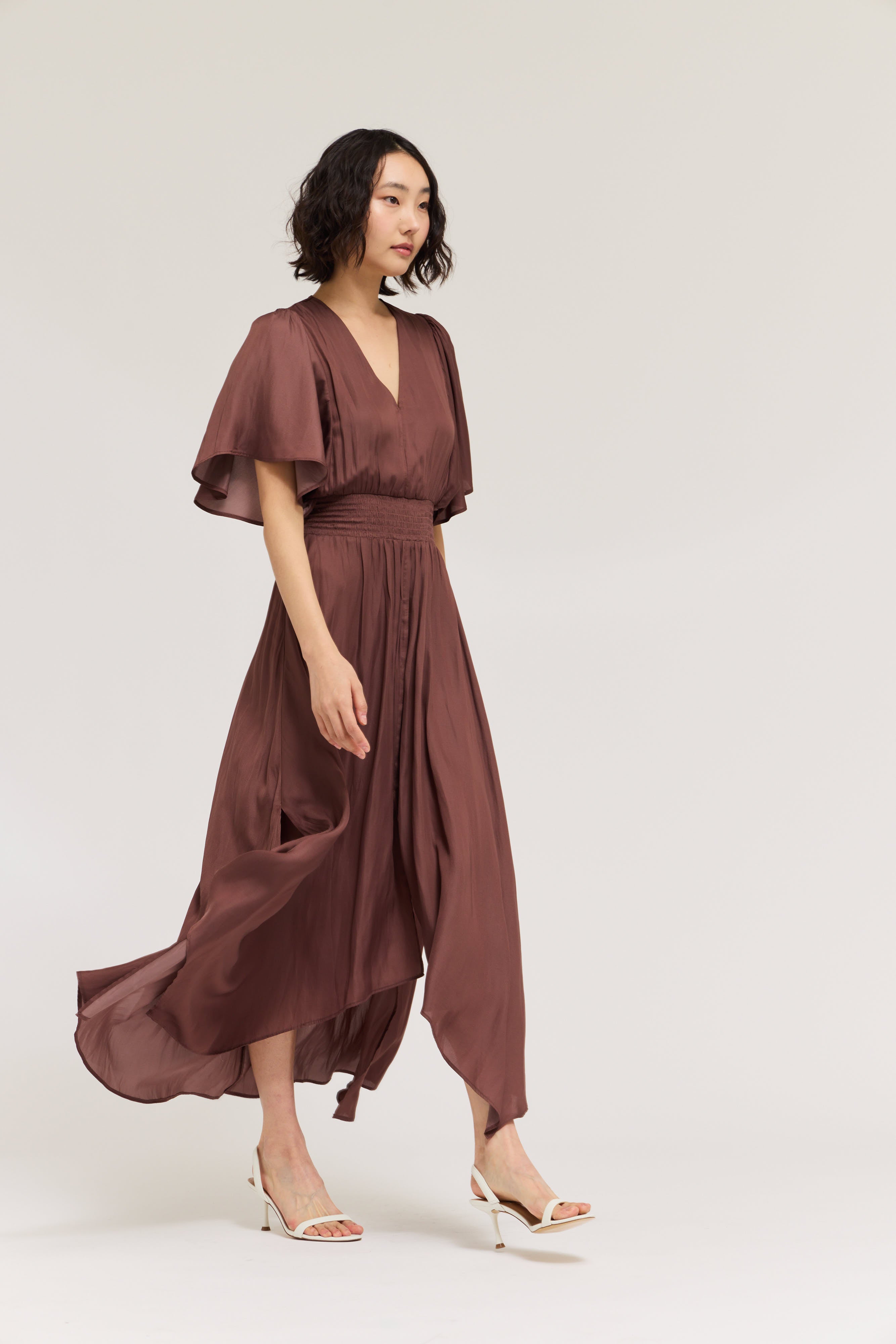 Unbalanced Skirt Maxi Dress in Tobacco