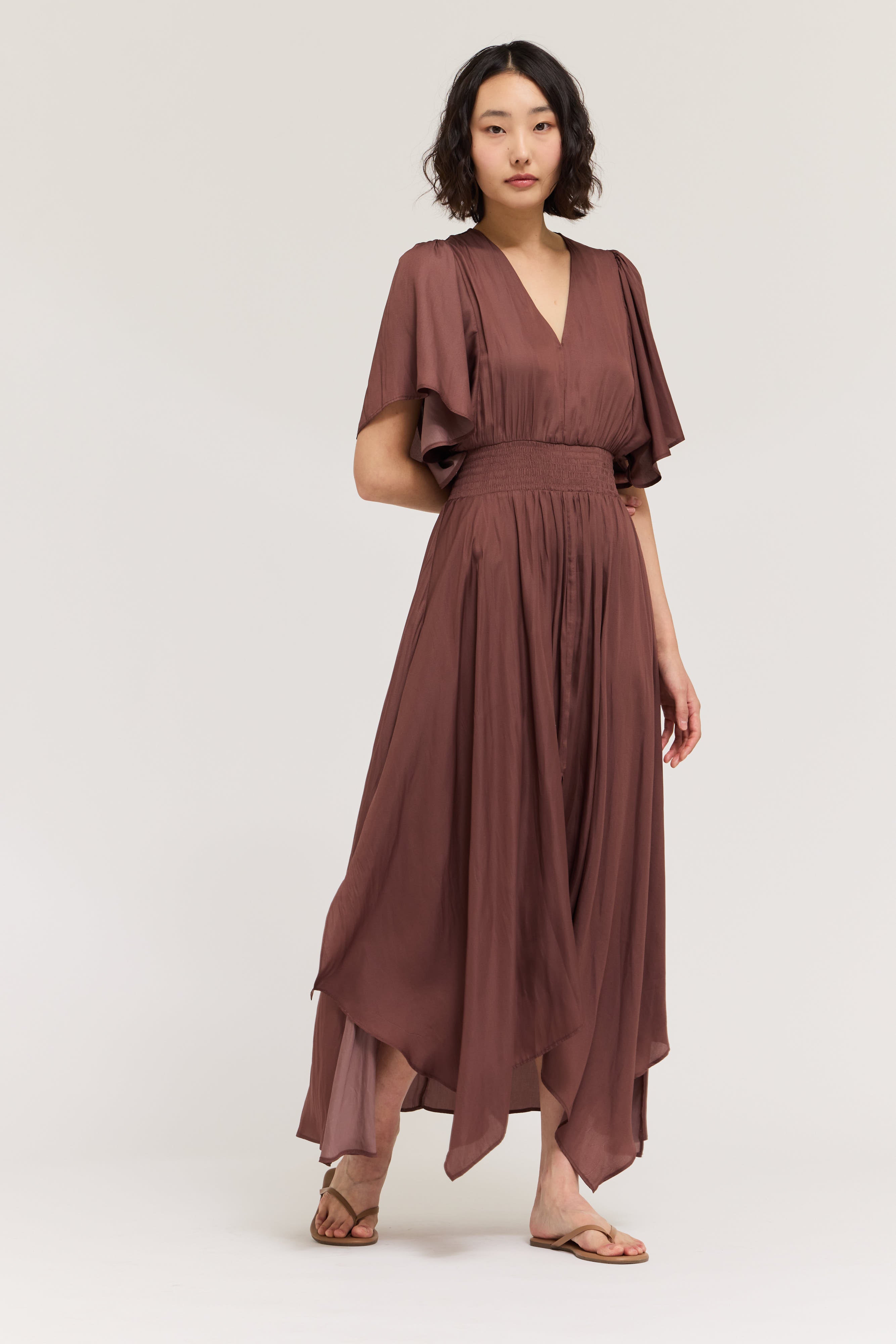 Unbalanced Skirt Maxi Dress in Tobacco